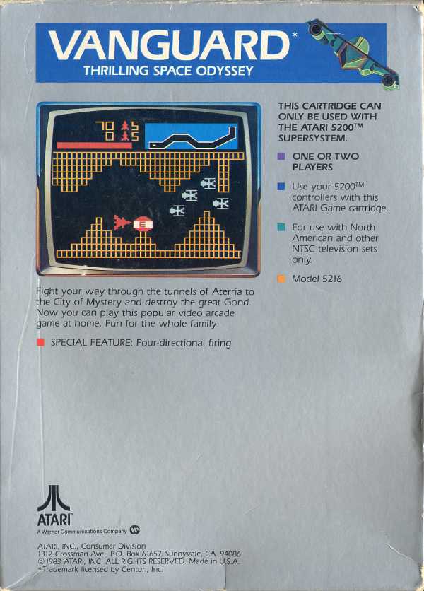 Vanguard (1983) (Atari) Box Scan - Back